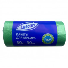 Мешки для мусора ПНД 30л 10мкм 30 шт/рул зеленые 50x60см Luscan