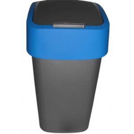 Корзина для мусора с откидной крышкой CURVER FLIP BIN 25L серебро+синий / 217817, CURVER