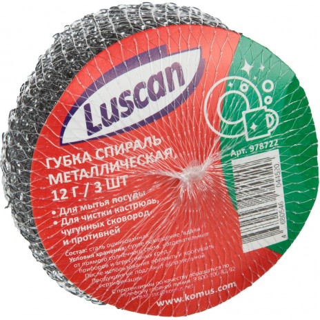 Губки спираль Luscan металлические 12г 3 шт/уп