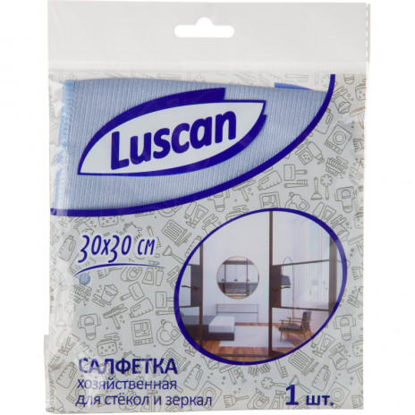 Салфетка хозяйственная Luscan из микрофиб д/стекол и зеркал 230г/м2 30х30см