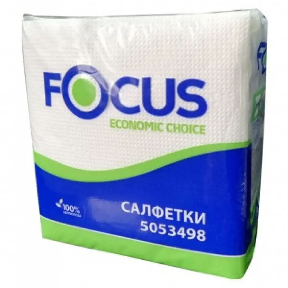 Салфетки бумажные Focus ЭКО, 1-слой, 24*24 см, 100 листов, белые (24 шт ...