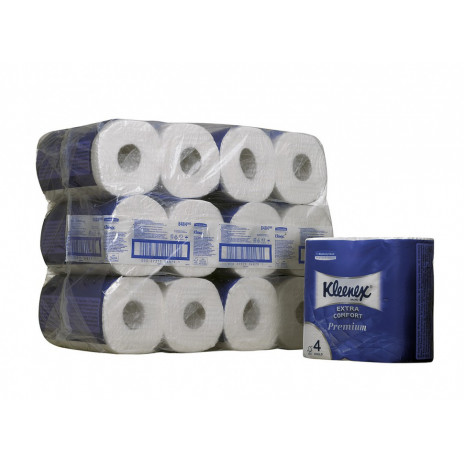 Туалетная бумага в стандартных рулонах Kleenex Premium 4 слоя, 160 листов, 4 рулона в запайке, белый (6 шт/упак), арт. 8484, Kimberly-Clark