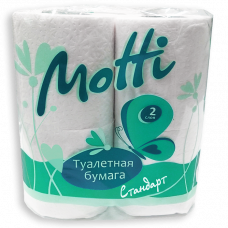 Туалетная бумага в рулонах MOTTI 2-слоя, 17 м, белая, арт. 101714 (4 рул/уп)