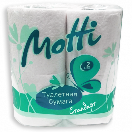 Туалетная бумага в рулонах MOTTI 2-слоя, 17 м, белая, арт. 101714 (4 рул/уп), Motti