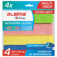 Салфетка из плотной микрофибры 40х40 см 'MULTI PACK PRO COLOUR 40', КОМПЛЕКТ 4 шт., LAIMA, 607793