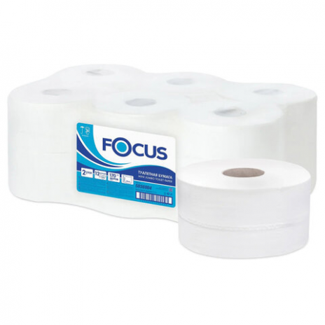 Бумага туалетная 170 м, FOCUS (Система Т2) 2-слойная, цвет белый, (12шт/уп), арт. 5036904, Focus