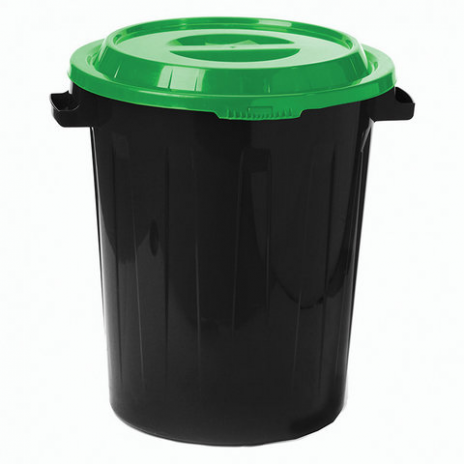 Контейнер 90 литров для мусора, БАК+КРЫШКА (высота 64 см х диаметр 60 см), ассорти, IDEA, М 2394/СЕРЫЙ, IDEA