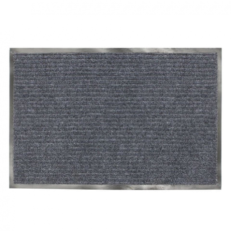 Коврик входной ворсовый влаго-грязезащитный ЛАЙМА, 120х150 см, ребристый, толщина 7 мм, серый, 602875, ЛАЙМА