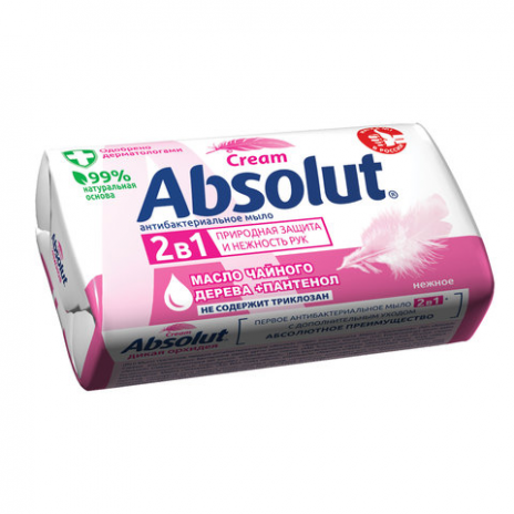 Мыло туалетное антибактериальное 90 г ABSOLUT (Абсолют) 'Нежное', не содержит триклозан, 6058, 6001,6058, ABSOLUT