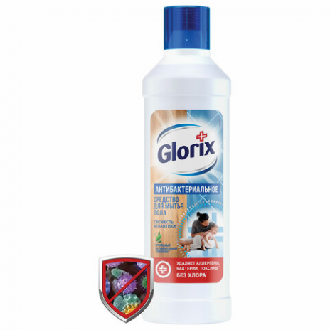Средство для мытья пола дезинфицирующее 1 л, GLORIX (Глорикс) 'Свежесть Атлантики', без хлора, 62079, GLORIX