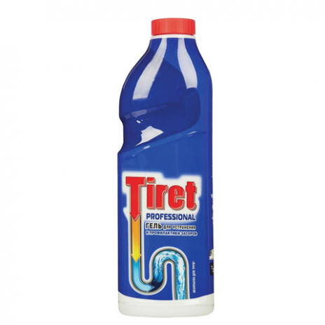 Средство для прочистки канализационных труб 1 л, TIRET (Тирет) Professional, гель, TIRET