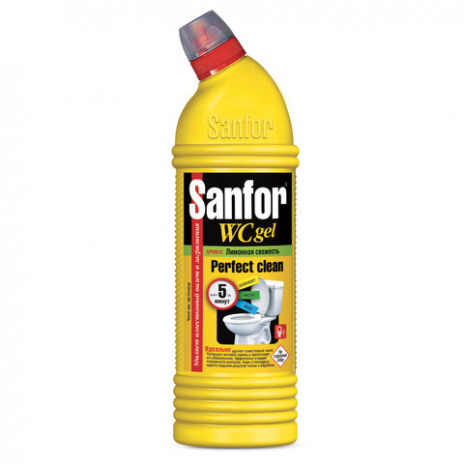 Средство для уборки туалета 750 г, SANFOR WC gel (Санфор гель) 'Лимонная свежесть', 1550, SANFOR