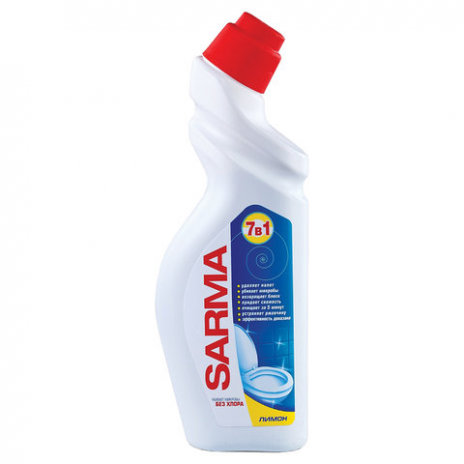 Средство для уборки туалета 750 мл, SARMA 'Лимон', убивает микробы, 07067, SARMA