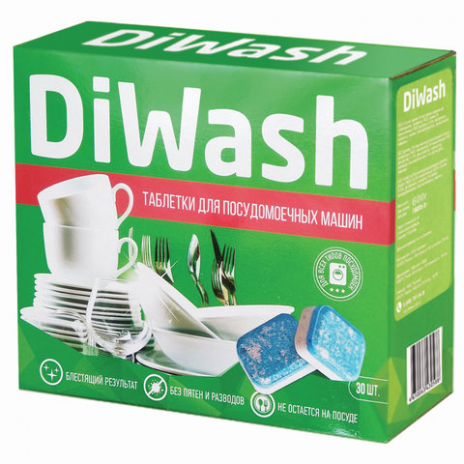 Таблетки для посудомоечных машин 30 штук, DIWASH, DIWASH