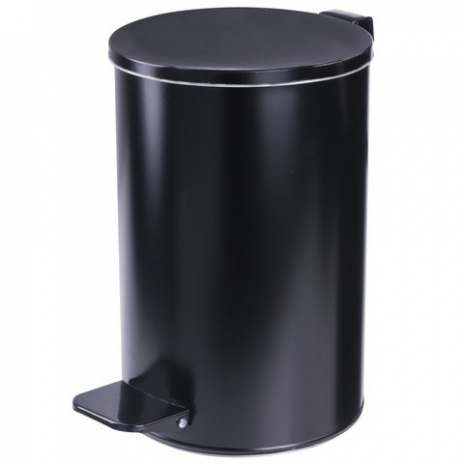 Ведро-контейнер для мусора с педалью УСИЛЕННОЕ, 10 л, кольцо под мешок, черное, оцинкованная сталь, NO NAME