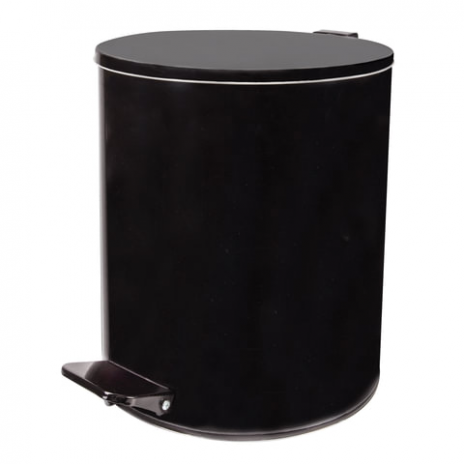 Ведро-контейнер для мусора с педалью УСИЛЕННОЕ, 15 л, кольцо под мешок, черное, оцинкованная сталь, NO NAME