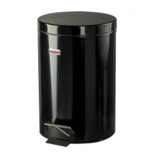 Ведро-контейнер для мусора (урна) с педалью ЛАЙМА 'Classic', 12 л, черное, глянцевое, металл, со съемным внутренним ведром, 602850