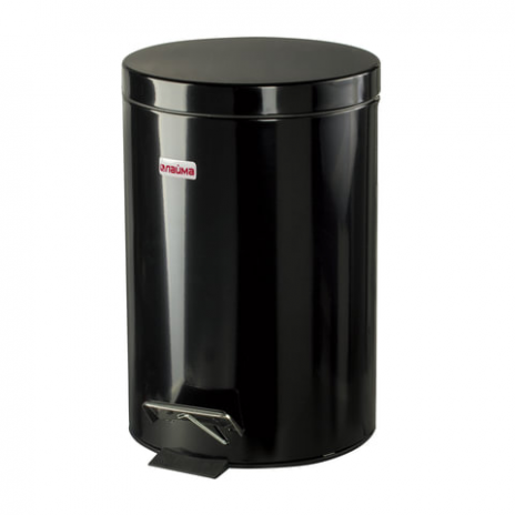 Ведро-контейнер для мусора (урна) с педалью ЛАЙМА 'Classic', 12 л, черное, глянцевое, металл, со съемным внутренним ведром, 602850, ЛАЙМА