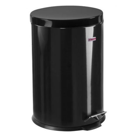 Ведро-контейнер для мусора (урна) с педалью ЛАЙМА 'Classic', 20 л, черное, глянцевое, металл, со съемным внутренним ведром, 604945, ЛАЙМА