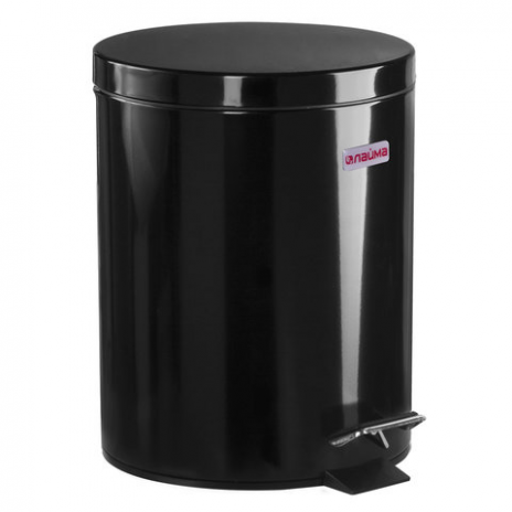 Ведро-контейнер для мусора (урна) с педалью ЛАЙМА 'Classic', 5 л, черное, глянцевое, металл, со съемным внутренним ведром, 604943, ЛАЙМА