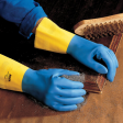 Перчатки латексно-неопреновые MAPA Duo Mix/Alto 405, хлопчатобумажное напыление, размер 9 (L), синие/желтые
