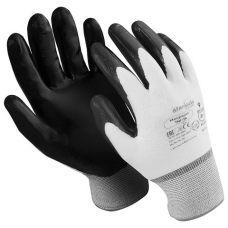 Перчатки нейлоновые MANIPULA 'Микронит', нитриловое покрытие (облив), размер 8 (M), белые/черные, TNI-14