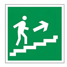 Знак эвакуационный 'Направление к эвакуационному выходу по лестнице НАПРАВО вверх', квадрат 200х200 мм, самоклейка, 610020/Е 15