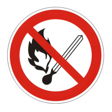 Знак запрещающий 'Запрещается пользоваться открытым огнем и курить', круг, диаметр 200 мм, самоклейка, 610002/Р 02
