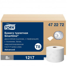 Tork SmartOne® туалетная бумага в рулонах с ЦВ, категория Advanced, 2 слоя, 130 м, (12 шт/упак), арт. 472272